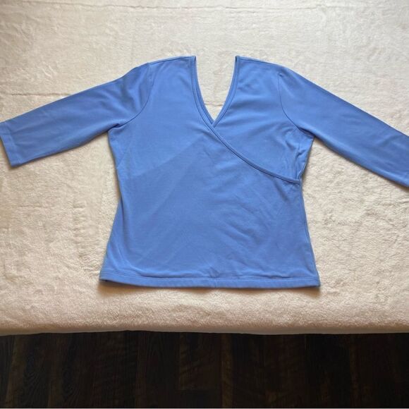 Soft Surroundings Light Blue Surplice Wrap Top Size Medium - Picture 1 of 8